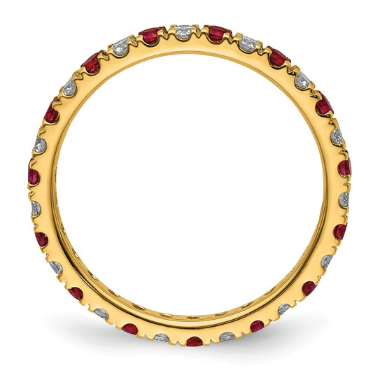 14k 3/8 carat Lab Grown Diamond VS/SI+ G+ and Lab Created Ruby Size 4.5 Eternity Band