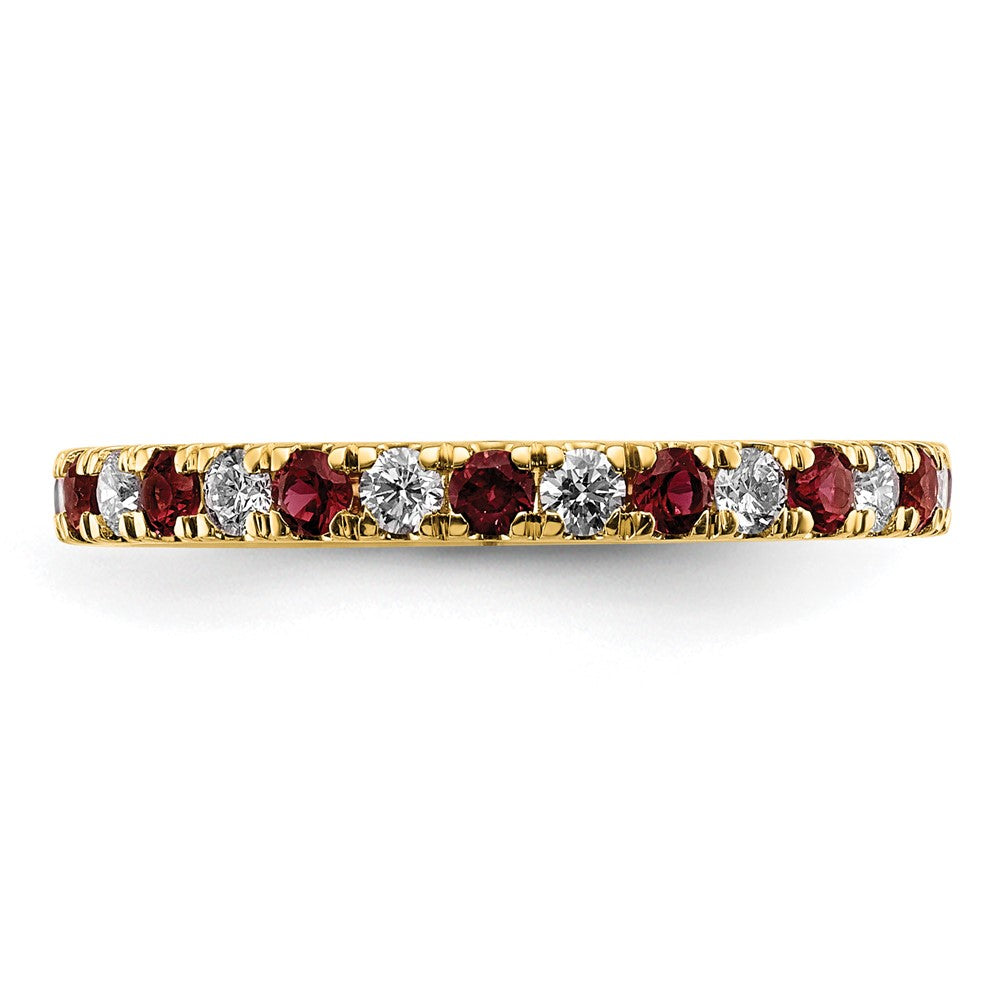 14k 3/8 carat Lab Grown Diamond VS/SI+ G+ and Lab Created Ruby Size 4.5 Eternity Band