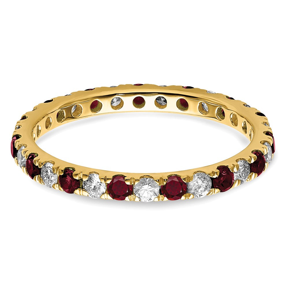 14k 3/8 carat Lab Grown Diamond VS/SI+ G+ and Lab Created Ruby Size 4.5 Eternity Band