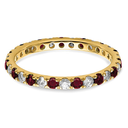14k 1/2 carat Lab Grown Diamond VS/SI+ G+ and Lab Created Ruby Size 8 Eternity Band