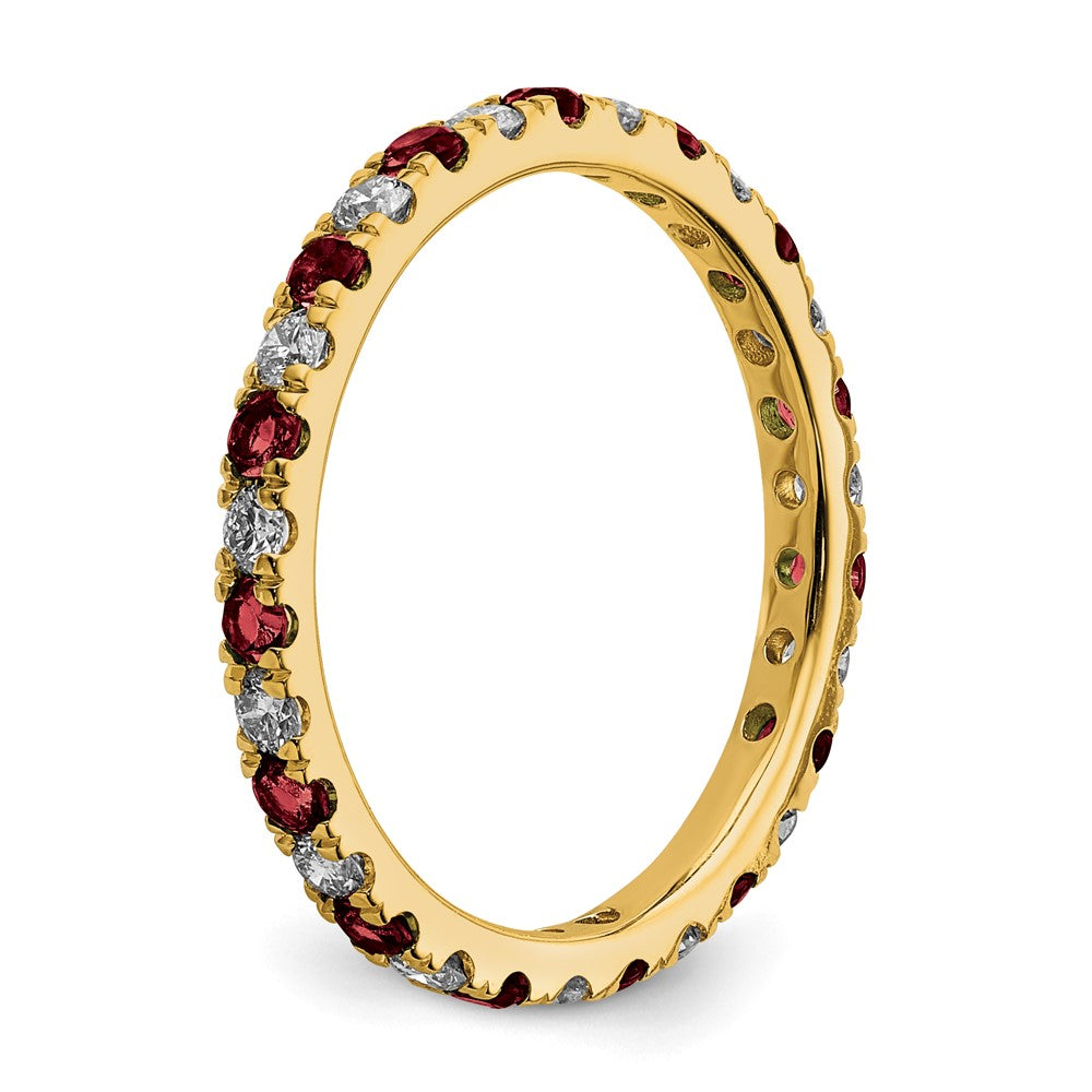 14k 3/8 carat Lab Grown Diamond VS/SI+ G+ and Lab Created Ruby Size 4.5 Eternity Band