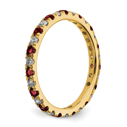 14k 3/8 carat Lab Grown Diamond VS/SI+ G+ and Lab Created Ruby Size 4.5 Eternity Band