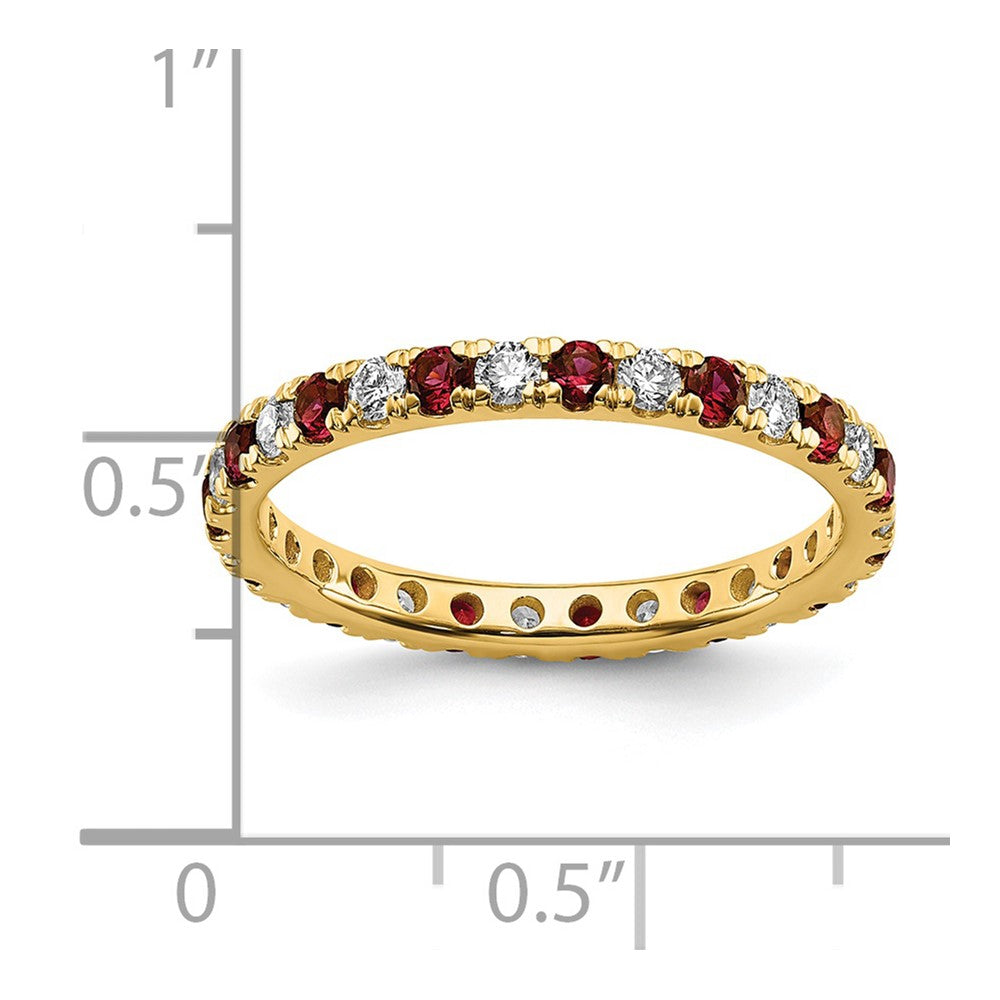 14k 3/8 carat Lab Grown Diamond VS/SI+ G+ and Lab Created Ruby Size 4 Eternity Band