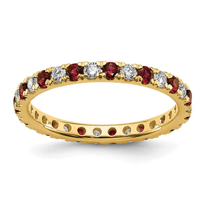 14k 1/2 carat Lab Grown Diamond VS/SI+ G+ and Lab Created Ruby Size 8 Eternity Band