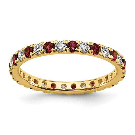 14k 1/2 carat Lab Grown Diamond VS/SI+ G+ and Lab Created Ruby Size 8 Eternity Band