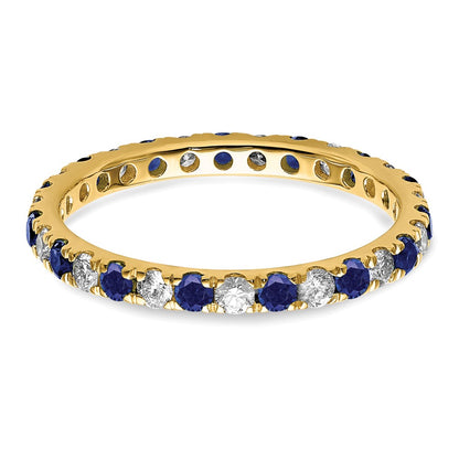 14k 3/8 carat Lab Grown Diamond VS/SI+ G+ and Lab Created Blue Sapphire Size 4 Eternity Band