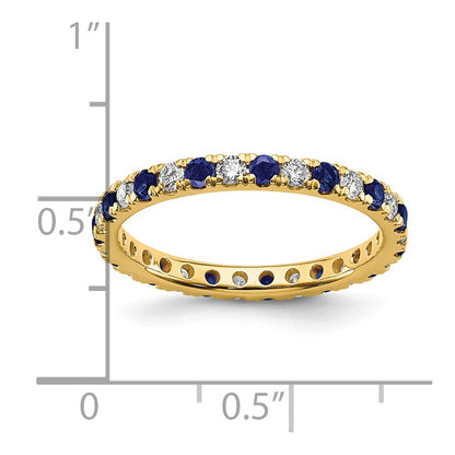 14k 1/2 carat Lab Grown Diamond VS/SI+ G+ and Lab Created Blue Sapphire Size 7.5 Eternity Band