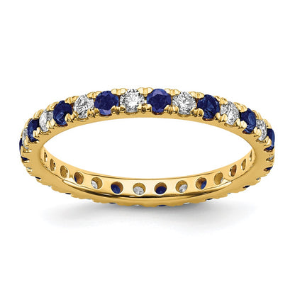 14k 3/8 carat Lab Grown Diamond VS/SI+ G+ and Lab Created Blue Sapphire Size 4.5 Eternity Band