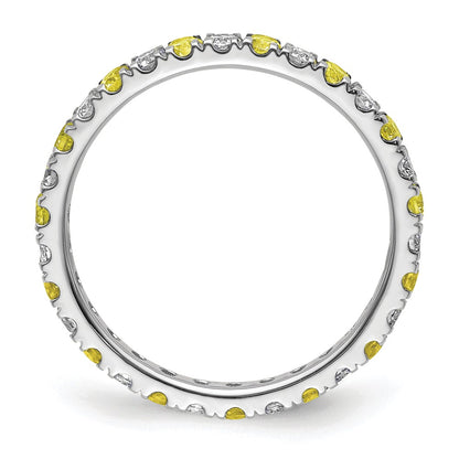 14k White Gold 1/2 carat Lab Grown Diamond VS/SI+ G+ and Lab Created Yellow Sapphire Size 8 Eternity Band