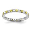 14k White Gold 1/2 carat Lab Grown Diamond VS/SI+ G+ and Lab Created Yellow Sapphire Size 8.5 Eternity Band