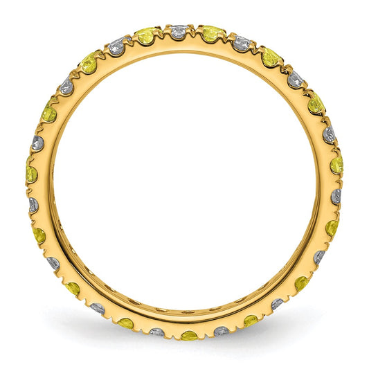 14k 1/2 carat Lab Grown Diamond VS/SI+ G+ and Lab Created Yellow Sapphire Size 5.5 Eternity Band