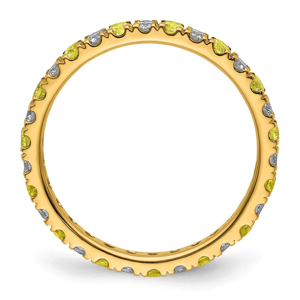 14k 1/2 carat Lab Grown Diamond VS/SI+ G+ and Lab Created Yellow Sapphire Size 9 Eternity Band