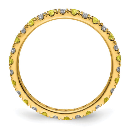 14k 1/2 carat Lab Grown Diamond VS/SI+ G+ and Lab Created Yellow Sapphire Size 8.5 Eternity Band