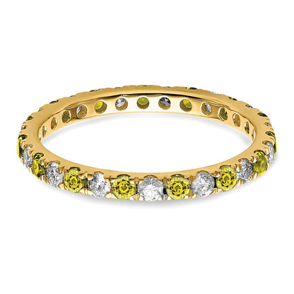 14k 1/2 carat Lab Grown Diamond VS/SI+ G+ and Lab Created Yellow Sapphire Size 6.5 Eternity Band