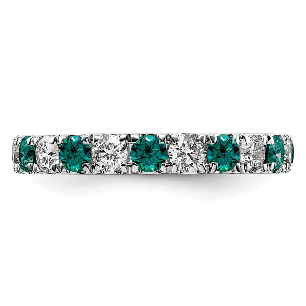 14k White Gold 1 1/5 carat Lab Grown Diamond VS/SI+ G+ and Lab Created Alexandrite Size 7 Eternity Band