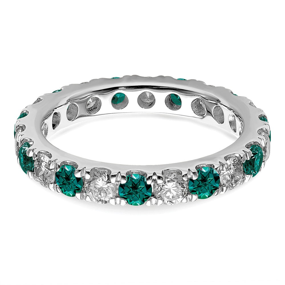 14k White Gold 1 1/5 carat Lab Grown Diamond VS/SI+ G+ and Lab Created Alexandrite Size 7 Eternity Band