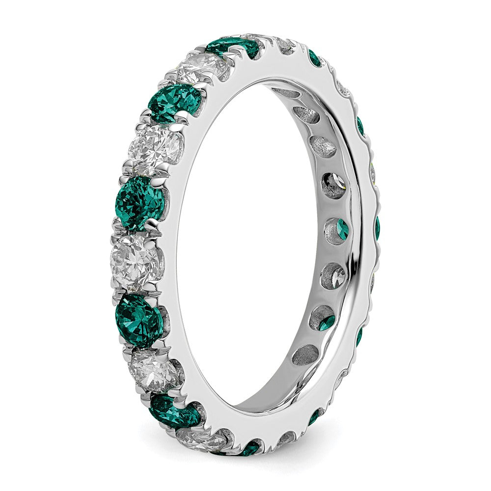 14k White Gold 1 1/5 carat Lab Grown Diamond VS/SI+ G+ and Lab Created Alexandrite Size 7 Eternity Band