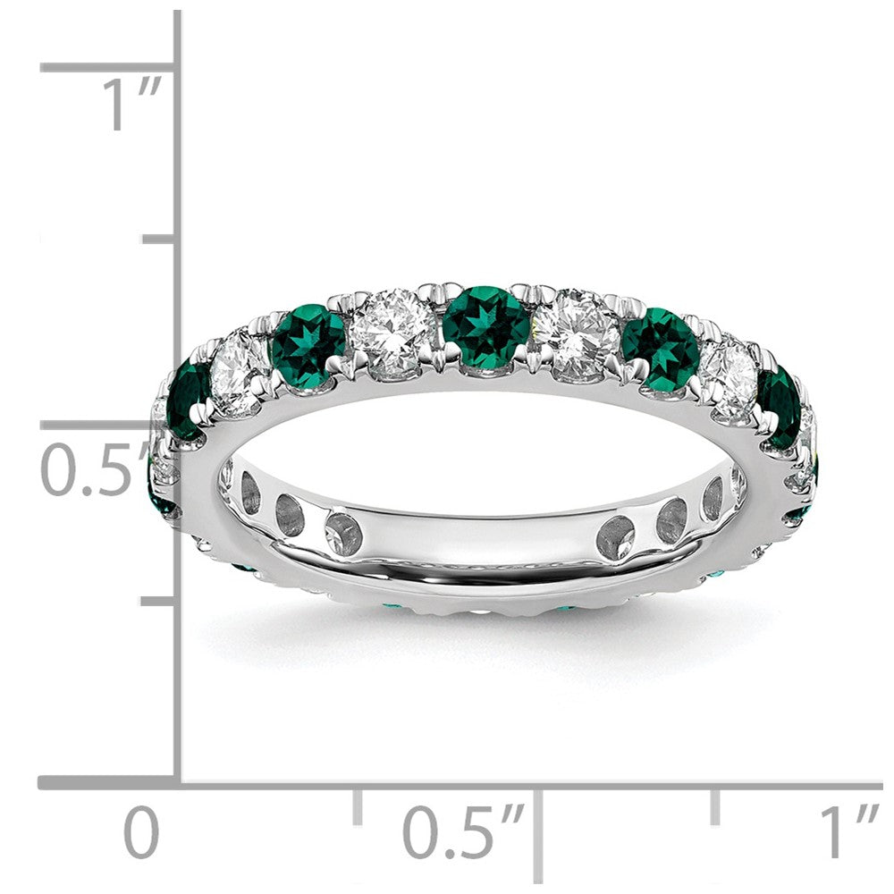 14k White Gold 1 1/5 carat Lab Grown Diamond VS/SI+ G+ and Lab Created Alexandrite Size 7 Eternity Band