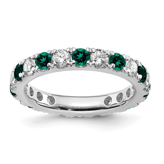 14k White Gold 1 1/5 carat Lab Grown Diamond VS/SI+ G+ and Lab Created Alexandrite Size 7 Eternity Band