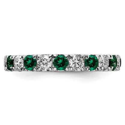 14k White Gold 1 carat Lab Grown Diamond VS/SI+ G+ and Lab Created Emerald Size 4 Eternity Band