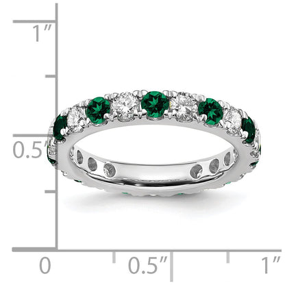14k White Gold 1 carat Lab Grown Diamond VS/SI+ G+ and Lab Created Emerald Size 4 Eternity Band