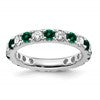 14k White Gold 1 carat Lab Grown Diamond VS/SI+ G+ and Lab Created Emerald Size 6 Eternity Band