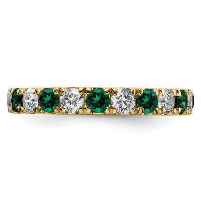 14k 1 1/5 carat Lab Grown Diamond VS/SI+ G+ and Lab Created Emerald Size 7 Eternity Band