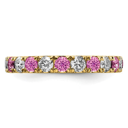 14k 1 1/5 carat Lab Grown Diamond VS/SI+ G+ and Lab Created Pink Sapphire Complete Eternity Band