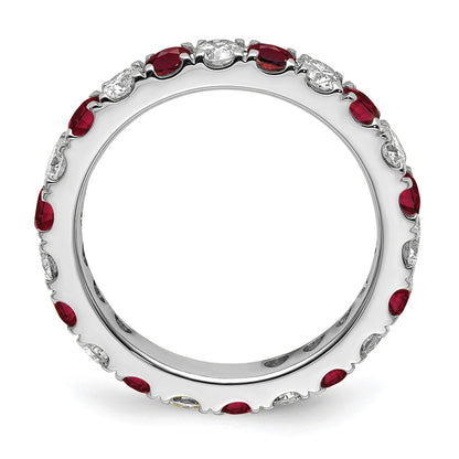 14k White Gold 1 1/5 carat Lab Grown Diamond VS/SI+ G+ and Lab Created Ruby Size 8.5 Eternity Band