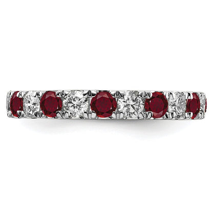 14k White Gold 1 carat Lab Grown Diamond VS/SI+ G+ and Lab Created Ruby Size 6.5 Eternity Band