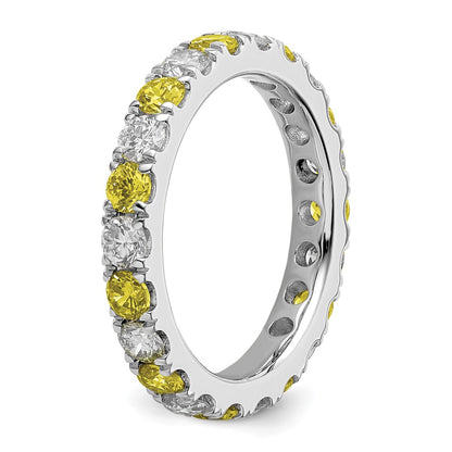 14k White Gold 1 carat Lab Grown Diamond VS/SI+ G+ and Lab Created Ruby Size 4.5 Eternity Band