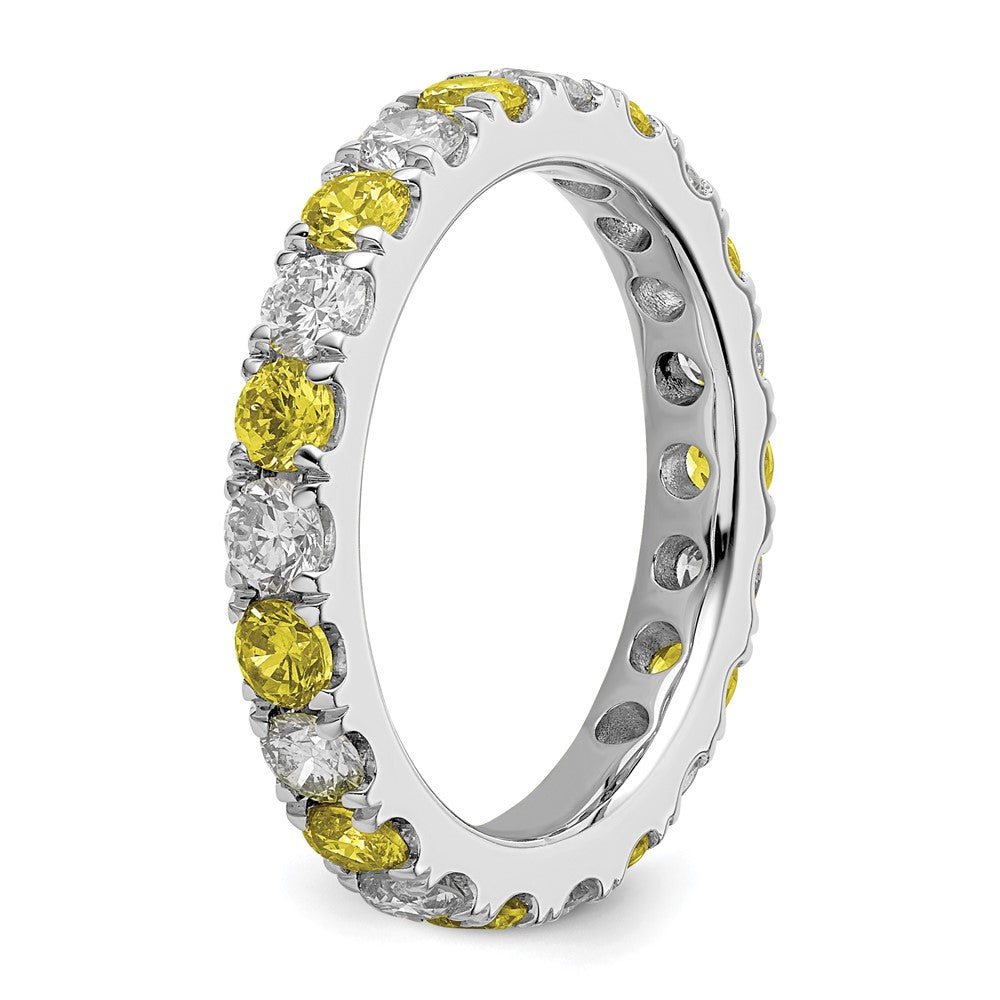 14k White Gold 1 carat Lab Grown Diamond VS/SI+ G+ and Lab Created Ruby Size 4 Eternity Band