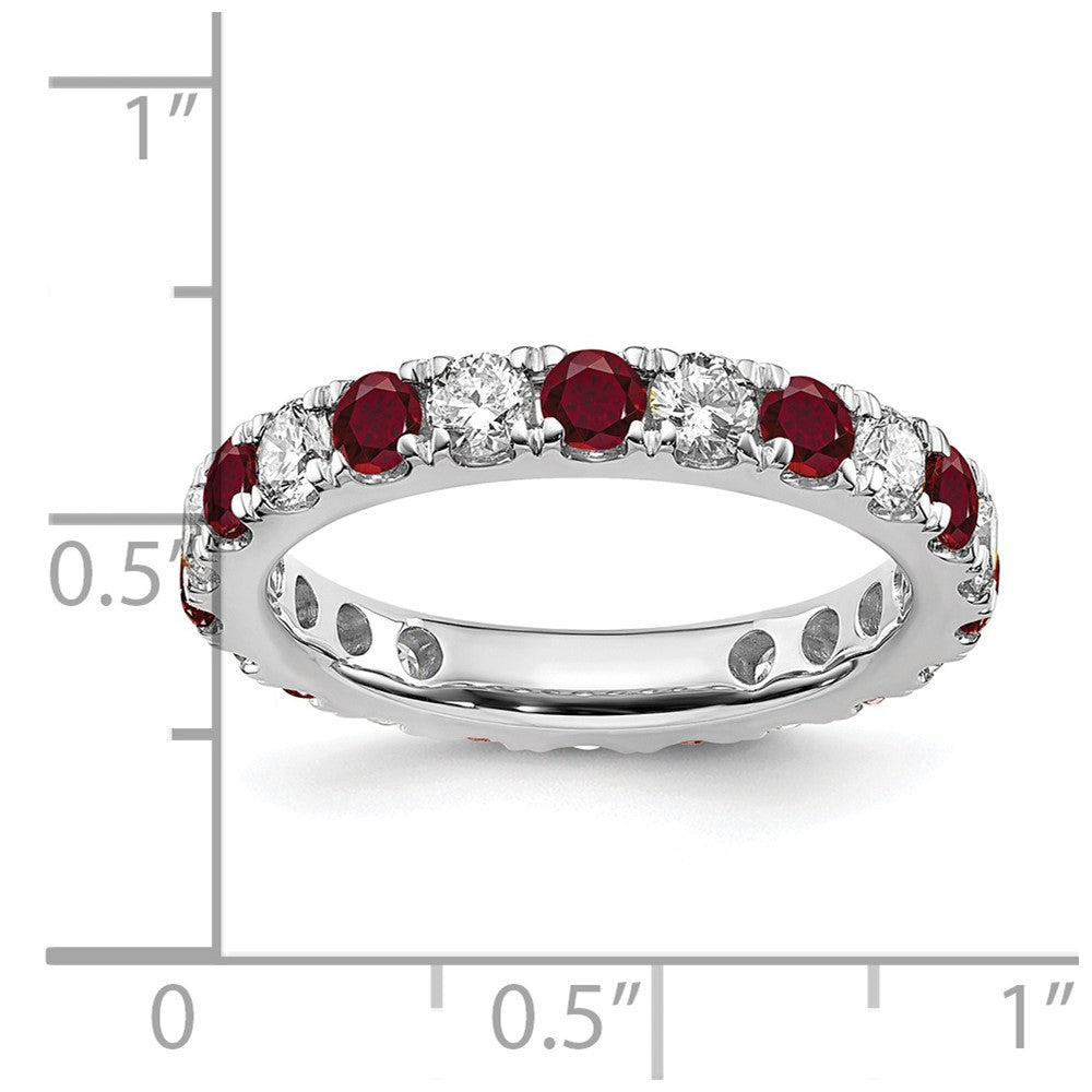 14k White Gold 1 carat Lab Grown Diamond VS/SI+ G+ and Lab Created Ruby Size 4 Eternity Band