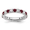 14k White Gold 1 1/5 carat Lab Grown Diamond VS/SI+ G+ and Lab Created Ruby Size 7.5 Eternity Band