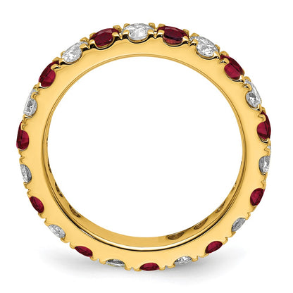 14k 1 1/5 carat Lab Grown Diamond VS/SI+ G+ and Lab Created Ruby Size 8 Eternity Band