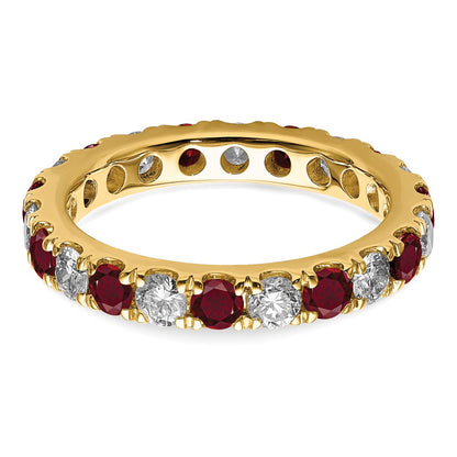 14k 1 1/5 carat Lab Grown Diamond VS/SI+ G+ and Lab Created Ruby Size 7.5 Eternity Band