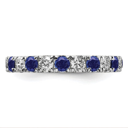 14k White Gold 1 carat Lab Grown Diamond VS/SI+ G+ and Lab Created Blue Sapphire Size 4.5 Eternity Band