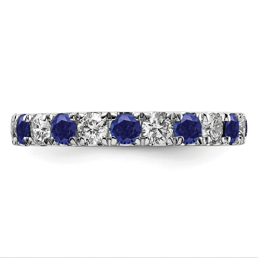 14k White Gold 1 carat Lab Grown Diamond VS/SI+ G+ and Lab Created Blue Sapphire Size 4 Eternity Band