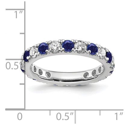 14k White Gold 1 carat Lab Grown Diamond VS/SI+ G+ and Lab Created Blue Sapphire Size 4 Eternity Band