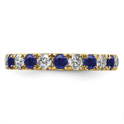 14k 1 carat Lab Grown Diamond VS/SI+ G+ and Lab Created Blue Sapphire Size 4.5 Eternity Band