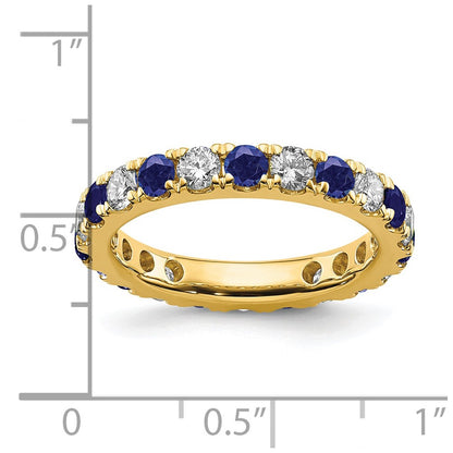 14k 1 carat Lab Grown Diamond VS/SI+ G+ and Lab Created Blue Sapphire Size 4.5 Eternity Band