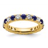14k 1 carat Lab Grown Diamond VS/SI+ G+ and Lab Created Blue Sapphire Size 6.5 Eternity Band
