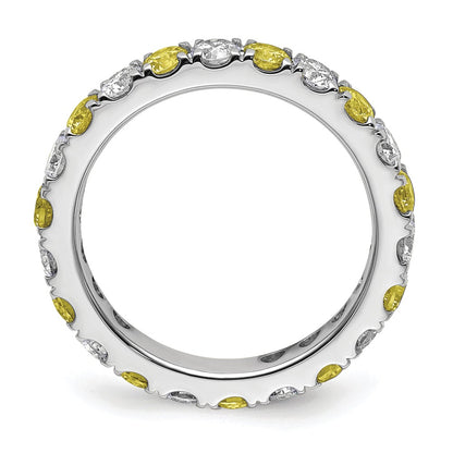 14k White Gold 1 carat Lab Grown Diamond VS/SI+ G+ and Lab Created Yellow Sapphire Size 4 Eternity Band