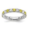 14k White Gold 1 1/5 carat Lab Grown Diamond VS/SI+ G+ and Lab Created Yellow Sapphire Size 7.5 Eternity Band