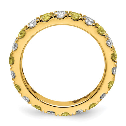 14k 1 carat Lab Grown Diamond VS/SI+ G+ and Lab Created Yellow Sapphire Size 6.5 Eternity Band