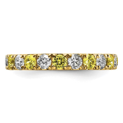 14k 1 1/5 carat Lab Grown Diamond VS/SI+ G+ and Lab Created Yellow Sapphire Size 8 Eternity Band