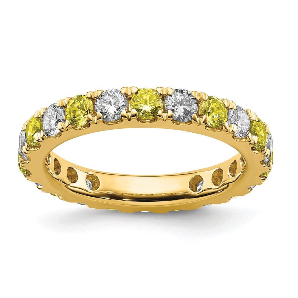 14k 1 1/5 carat Lab Grown Diamond VS/SI+ G+ and Lab Created Yellow Sapphire Size 7.5 Eternity Band