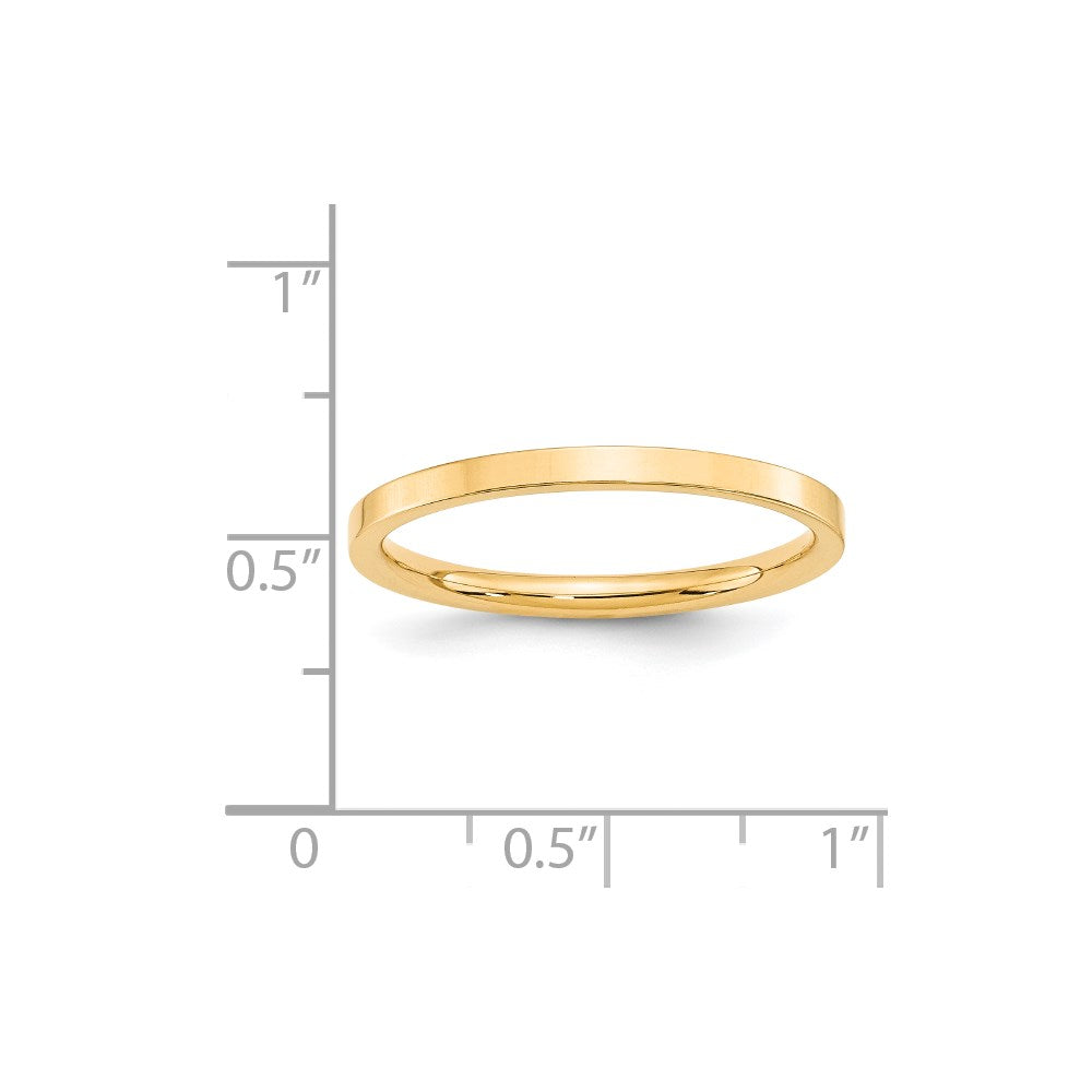 14k Yellow Gold 2mm Standard Weight Flat Comfort Fit Wedding Band Size 4.5
