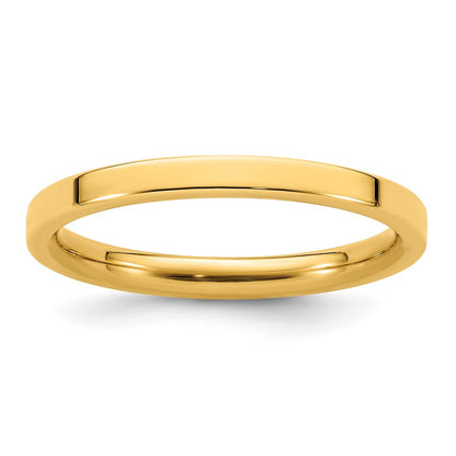 14k Yellow Gold 2mm Standard Weight Flat Comfort Fit Wedding Band Size 8