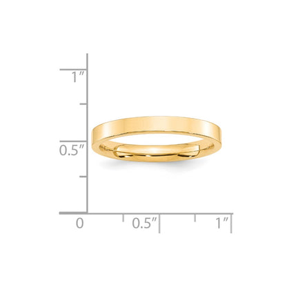 14k Yellow Gold 3mm Standard Weight Flat Comfort Fit Wedding Band Size 10